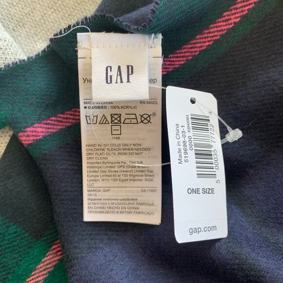 Plaid scarf super soft NEW 82 x 24 green purple pink Gift GAP winter cozy - Picture 2 of 9